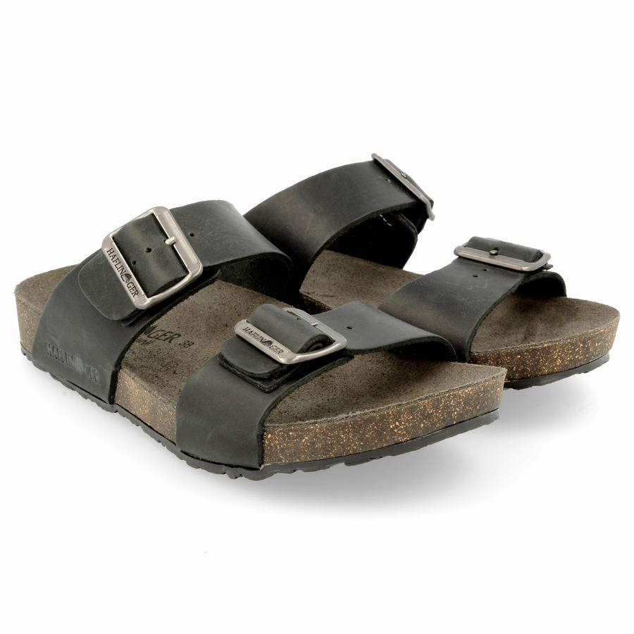 Haflinger Andrea Unlined Sandalen Herren Schwarz | BYC5057FW