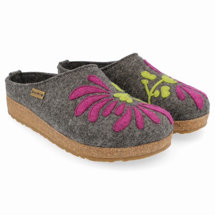 Haflinger Blooming Clogs Damen Grau | QDK42ON