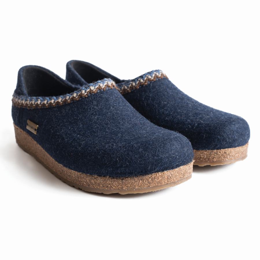 Haflinger Gzh Zigzag Clogs Damen Dunkelblau | QRC2229XZ