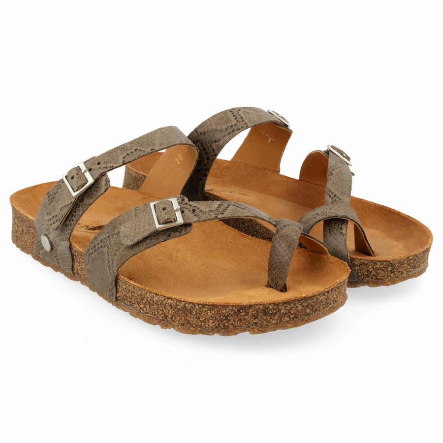 Haflinger Hedda Sandalen Damen Grau Braun | UEI2724KE