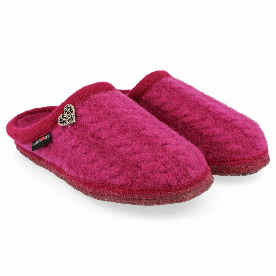 Haflinger Herzerl weicher Sohle Hausschuhe Damen Rosa Rot | BSH6783QO