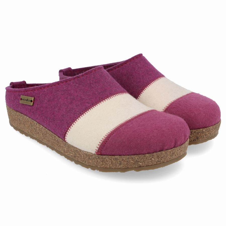 Haflinger Lines Clogs Damen Lila Weiß | CYS2928ZW