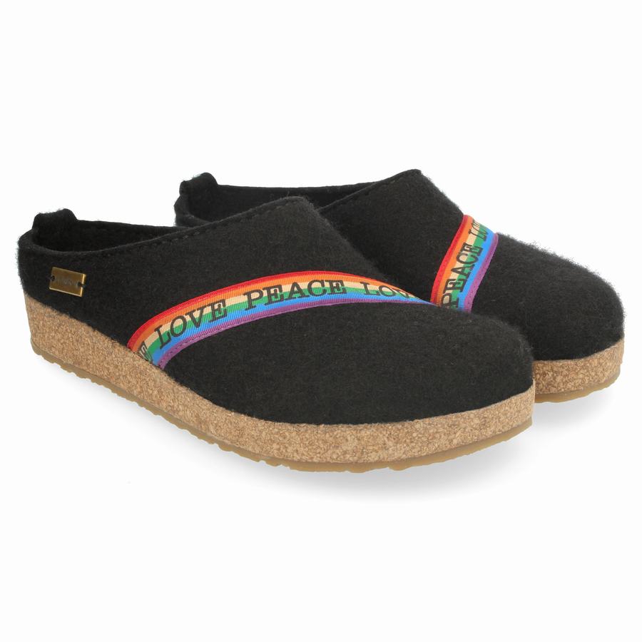 Haflinger Rainbow Clogs Damen Schwarz | GPU3551CG