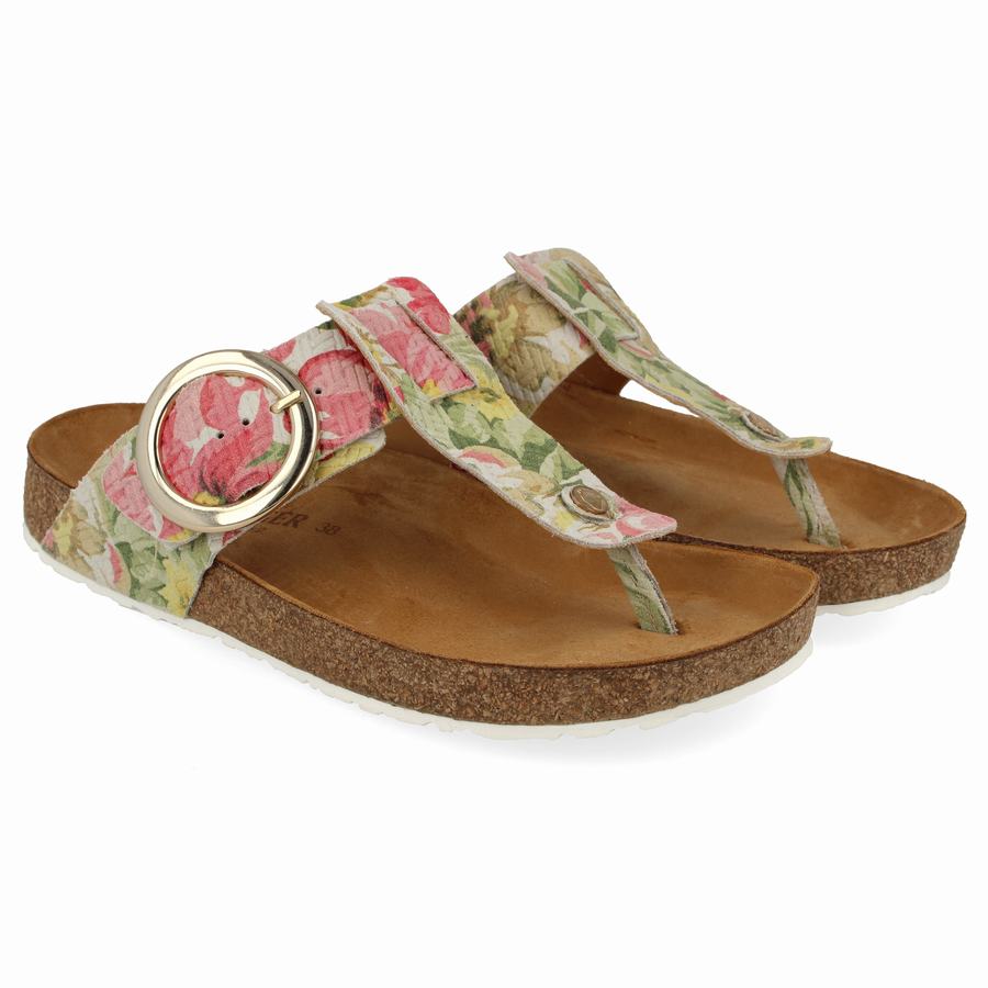 Haflinger Round Schnallen Corinna Sandalen Damen Rosa Grün | FZN9680YJ