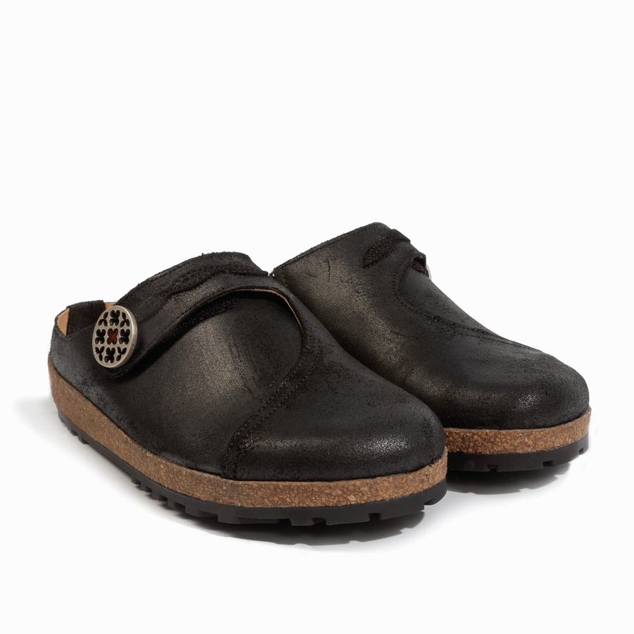 Haflinger Adventure Clogs Damen Schwarz | QII1198FQ