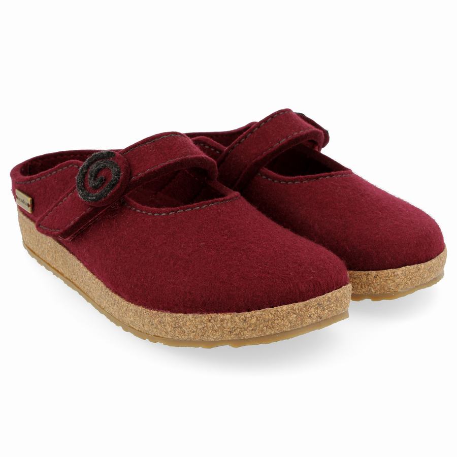 Haflinger Alice Wolle Clogs Damen Tiefesrot | SDT7595QR