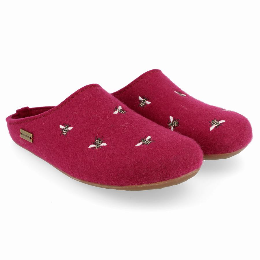 Haflinger Api weicher Sohle Hausschuhe Damen Rosa Rot | PZT426GR