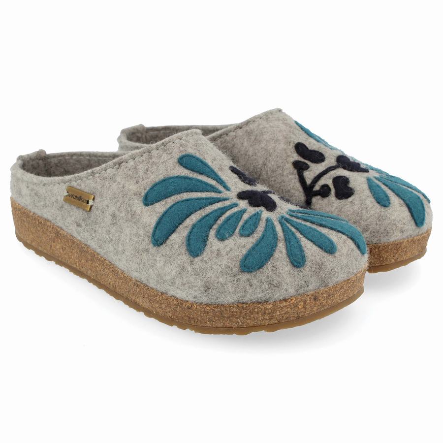 Haflinger Blooming Clogs Damen Silber Grau | FRR7064RN