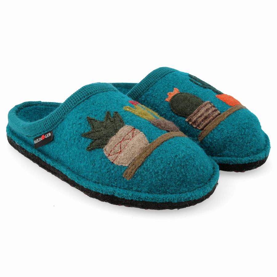 Haflinger Cactus Novelty Hausschuhe Damen Blau | UGI6888AZ