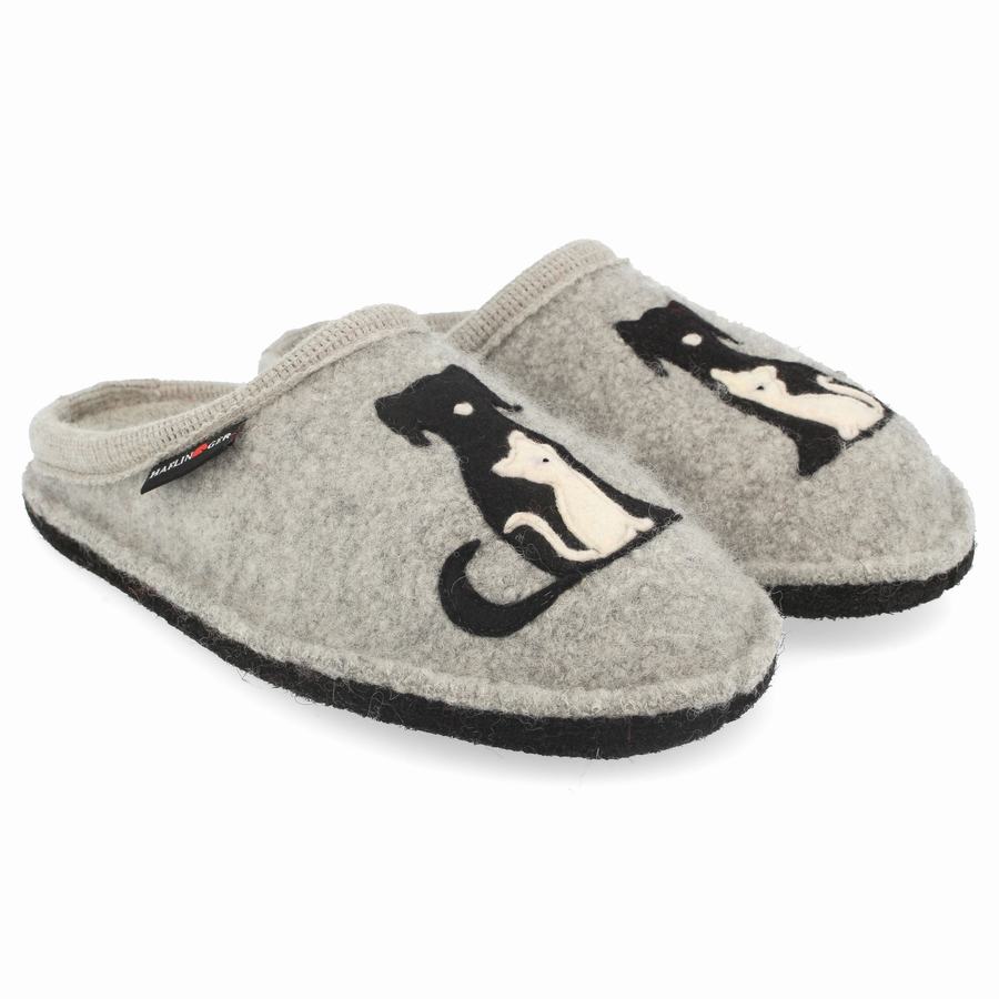 Haflinger Canegatto Novelty Hausschuhe Damen Silber Grau | CTD7515LE