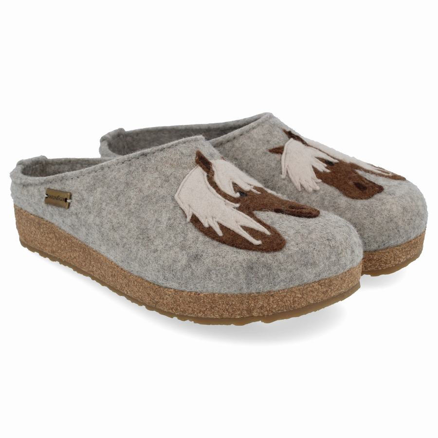 Haflinger Cavallo Clogs Damen Silber Grau | WTB3750MF