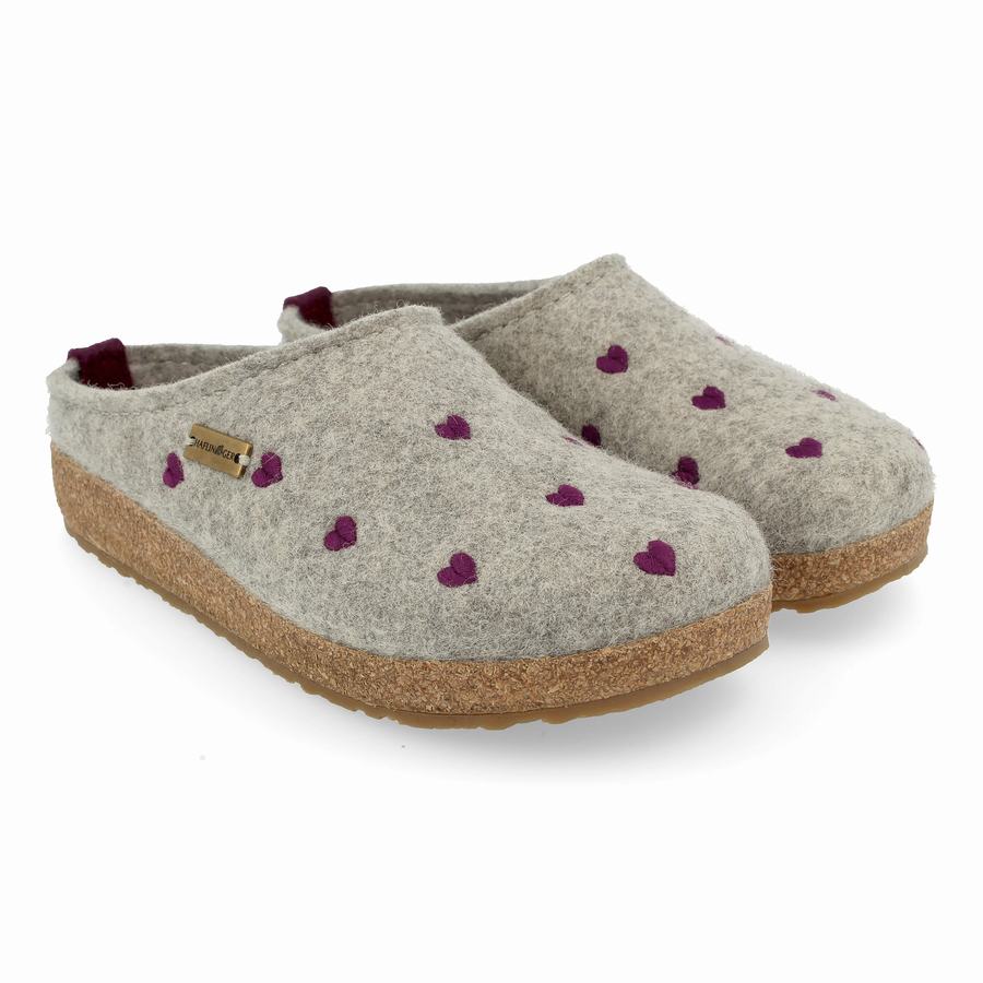 Haflinger Cuoricini Clogs Damen Silber Grau | DBU1723EF