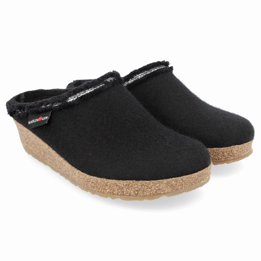 Haflinger Fringe Clogs Damen Schwarz | ZAE4764OG