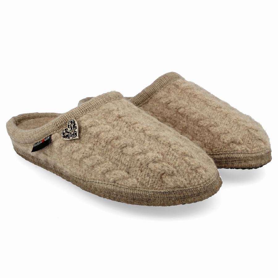 Haflinger Herzerl weicher Sohle Hausschuhe Damen Beige | AKP9479ET