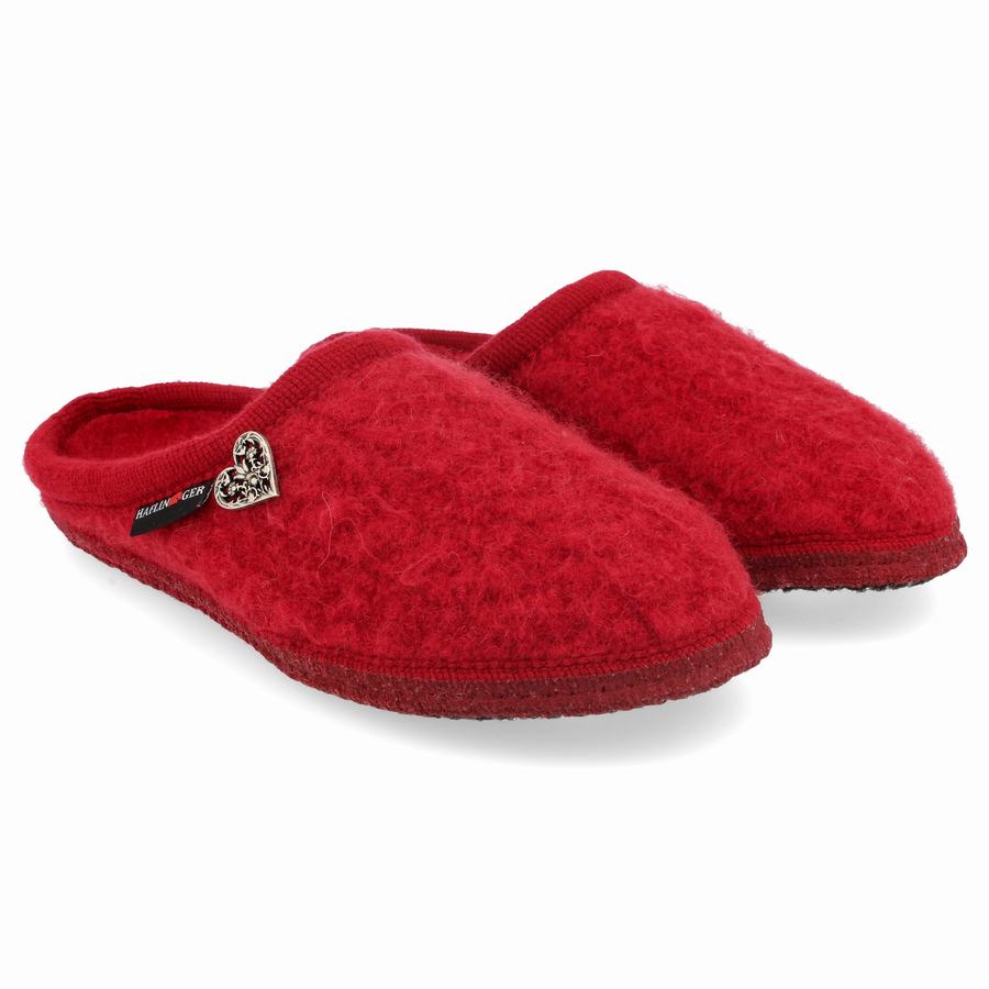 Haflinger Herzerl weicher Sohle Hausschuhe Damen Rot | FJC8898DI