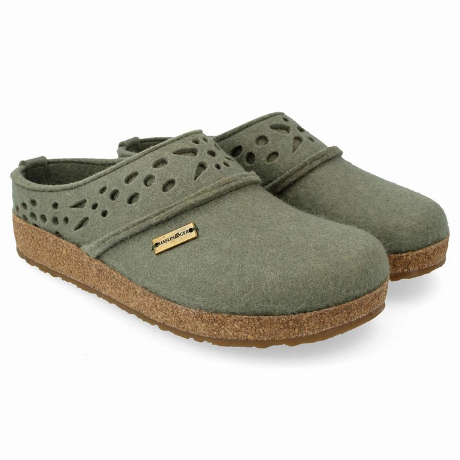 Haflinger Lacey Clogs Damen Grün | SXV478JO