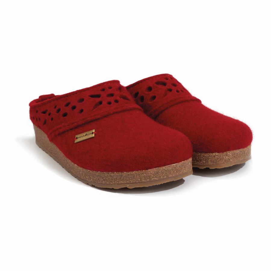 Haflinger Lacey Clogs Damen Rot | UTZ4277HR