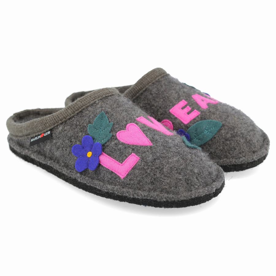 Haflinger Love & Peace Novelty Hausschuhe Damen Grau | JJF5792BM