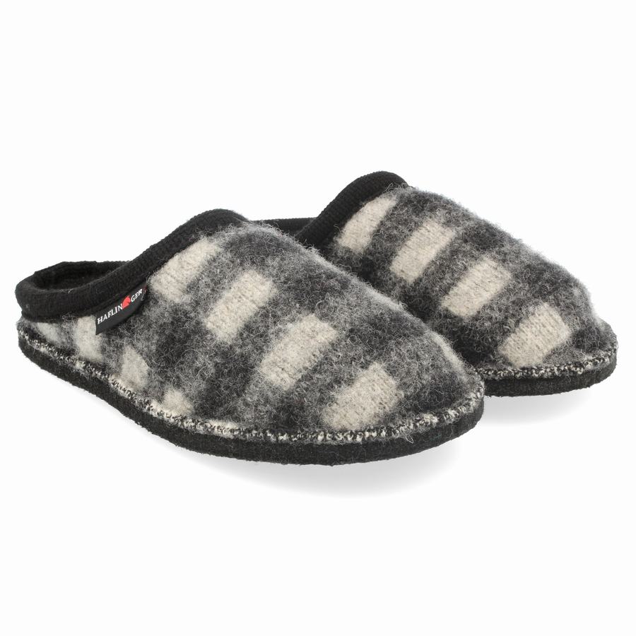 Haflinger Plaid Novelty Hausschuhe Damen Schwarz Weiß | ZLU3059IT