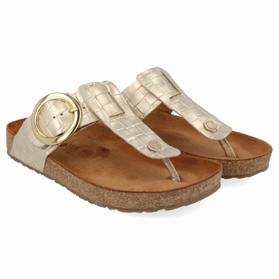 Haflinger Round Schnallen Corinna Sandalen Damen Gold | ASL169IY