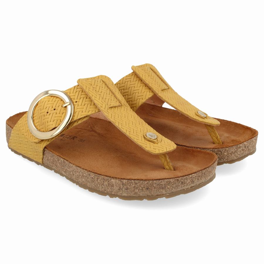 Haflinger Round Schnallen Corinna Sandalen Damen Gelb | SJS944IP