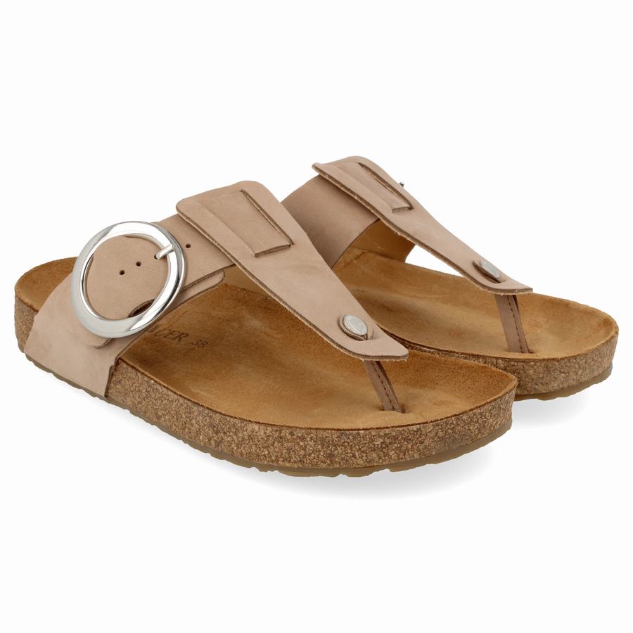 Haflinger Round Schnallen Corinna Sandalen Damen Hellbraun | ZGV1009AI