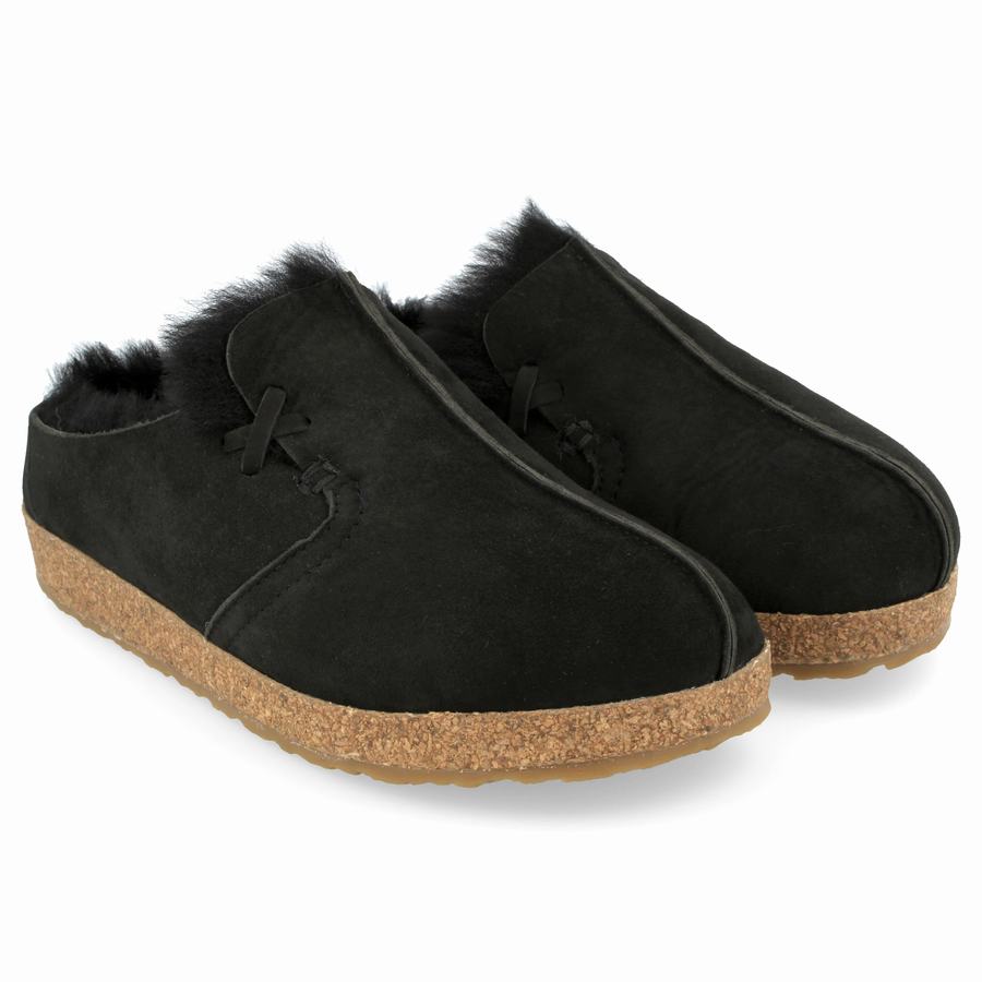 Haflinger Saskatchewan Clogs Damen Schwarz | XIN5284NQ