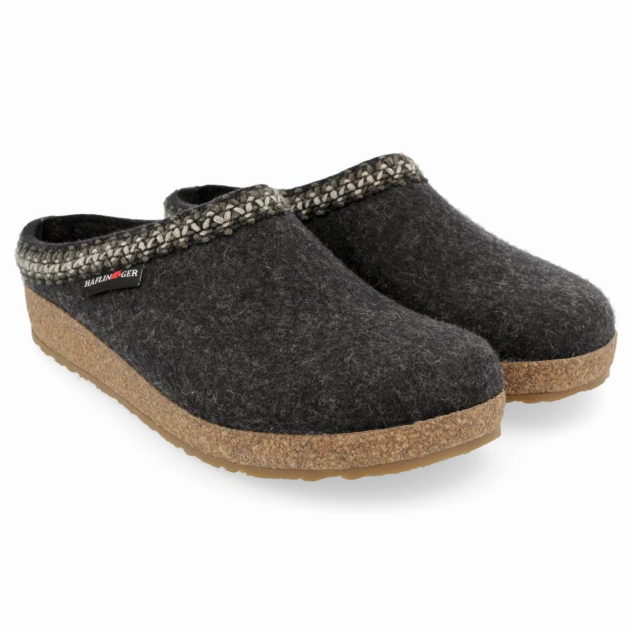 Haflinger Zigzag Clogs Damen Dunkelgrau | DRF3746PW